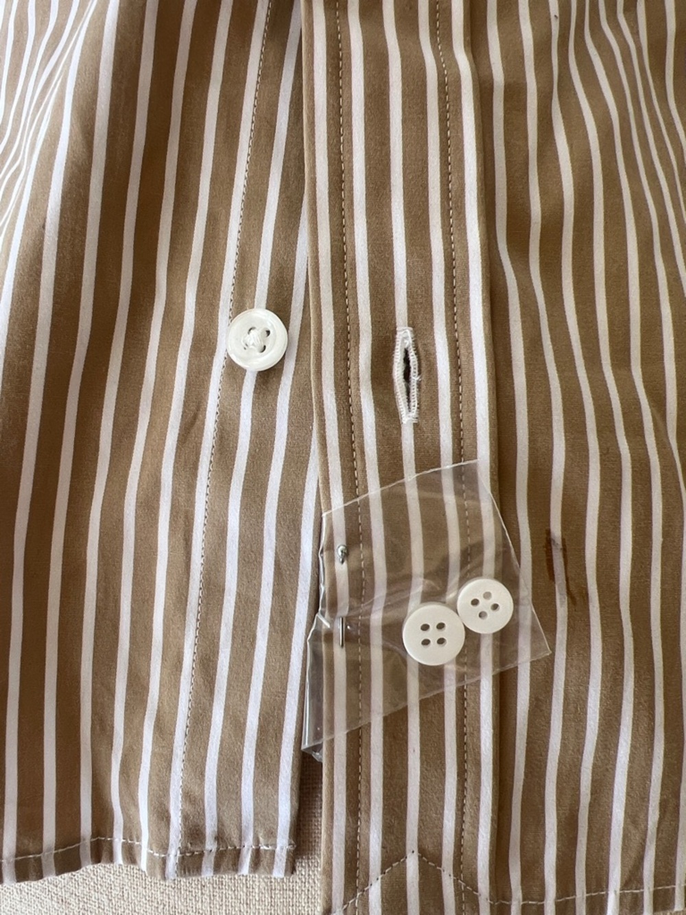 NWT Women’s Ralph Lauren Tan and White Striped Dress Shirt - Picture 2 of 7